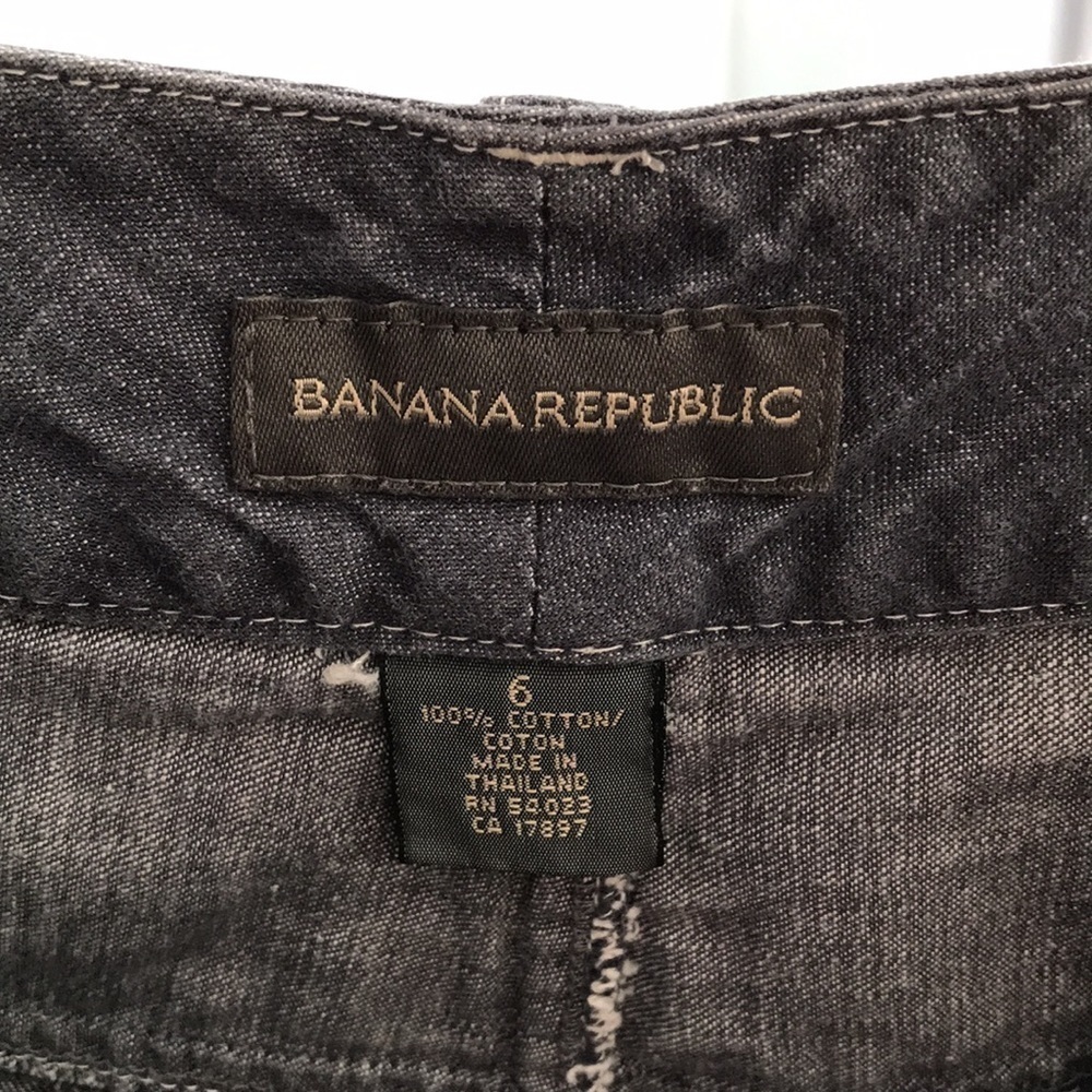 BANANA REPUBLIC Denim Mini Skirt Waistband Belt Loops Zip Front Slip Pockets—6 - Picture 9 of 16